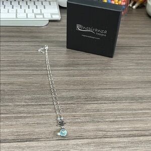 Inspiranza Designs Silver Necklace with Aqua Pendant